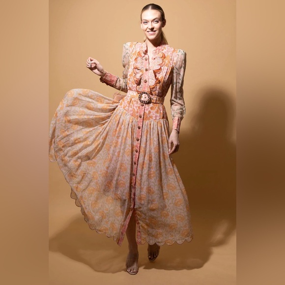 ZIMMERMANN Kaleidoscope Scalloped Maxi Dress in Viscose. Size 1/ S - Picture 1 of 16